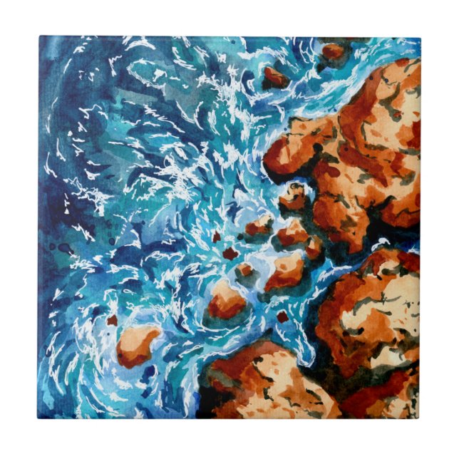 Azulejo De Cerâmica Rochas e Ondas Aéreas (Frente)