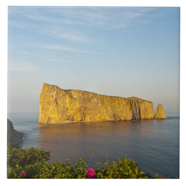 Azulejo De Cerâmica Rocher Perce (Perce Rock), Quebec, Canadá. (Frente)