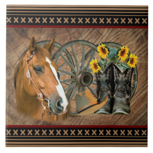 Azulejo De Cerâmica Roda de Carruagem do Cargueiro do Cavalo Ocidental