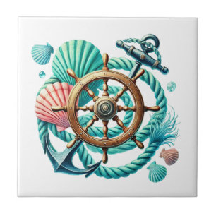 Azulejo De Cerâmica Roda de navios legais âncora
