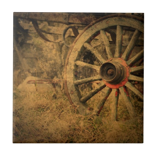 Azulejo De Cerâmica Roda do Vagão Russo Ocidental Primitivo (Frente)