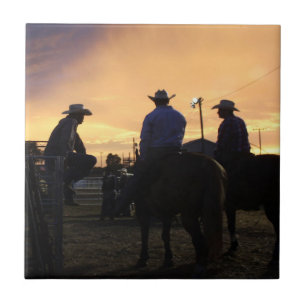 Azulejo De Cerâmica Rodeo Cowboys Esperando Para Correr