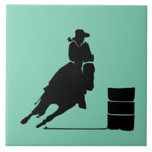 Azulejo De Cerâmica Rodeo Theme Cowgirl Barrel Racing Silhouette