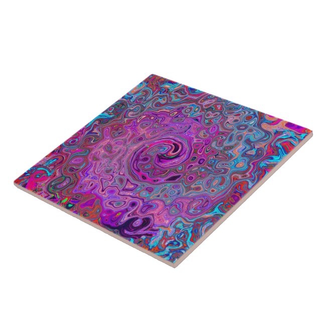 Azulejo De Cerâmica Rodovalho Abstrato púrpura, azul e vermelho (Lateral)