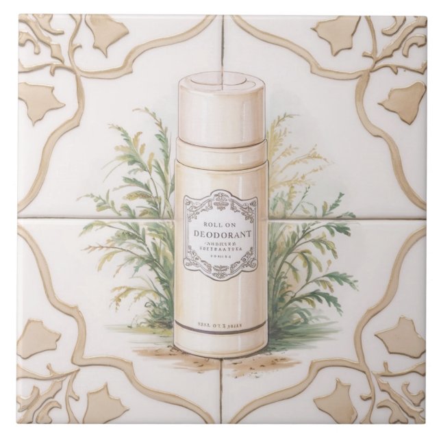 Azulejo De Cerâmica Rolagem branca e Dourada sobre o Banheiro Engraçad (Frente)