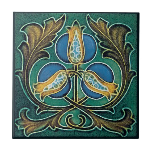 Azulejo De Cerâmica Romã Azul Rústica Falso-Majólica (Frente)