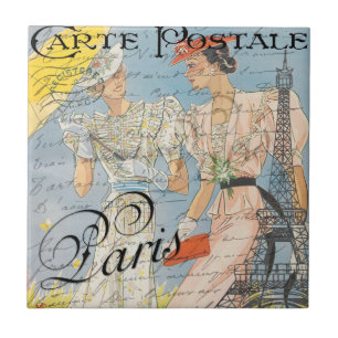 Azulejo De Cerâmica Romance em Torre Eiffel,Sonhos Parisienses Vintage