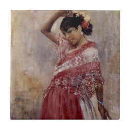 Azulejo De Cerâmica Romani Gypsy Woman Dancing (por Albert Edelsense)