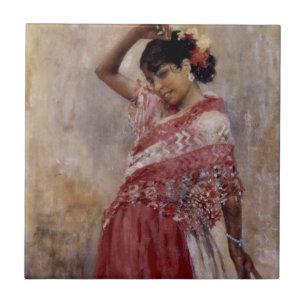 Azulejo De Cerâmica Romani Gypsy Woman Dancing (por Albert Edelsense)