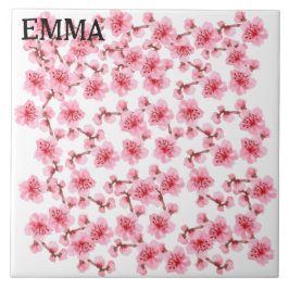 Azulejo De Cerâmica Romantic pink Cherry blosson
