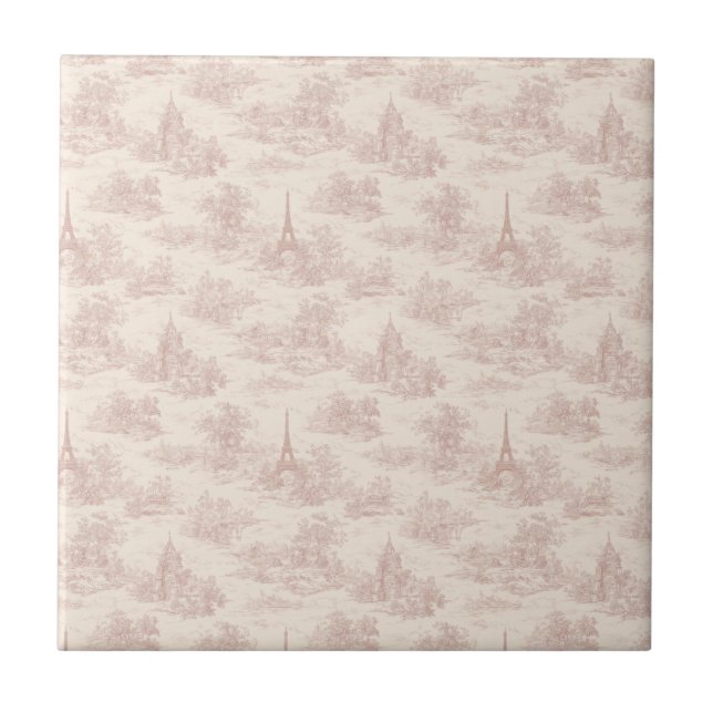 Azulejo De Cerâmica Romantic Pink French Toile Countryside Pattern (1) (Frente)