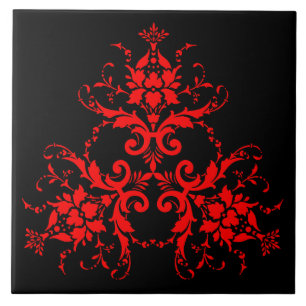 Azulejo De Cerâmica Romântica, Elegante Vintage Damask Red