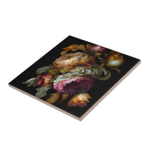 Azulejo De Cerâmica Romântico Dramático "Velho Mundo" Floral 2
