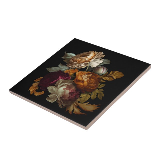 Azulejo De Cerâmica Romântico Dramático "Velho Mundo" Floral 4 (Lateral)