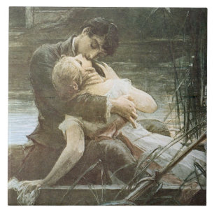 Azulejo De Cerâmica Romântico Jovem Casal Apaixonado (Beijando num Bar