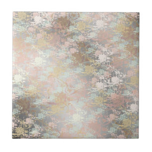 Azulejo De Cerâmica Romântico,ouro, Teal, Watercolor, Quic, Floral