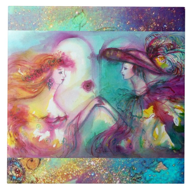 AZULEJO DE CERÂMICA  ROMEO E JULIET/DOURADOS ESPUMANTES AZUIS (Frente)