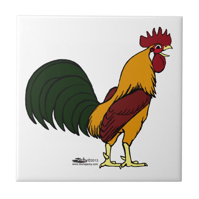 Azulejo De Cerâmica Rooster Feliz (Frente)
