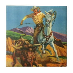 Azulejo De Cerâmica Roping um boi
