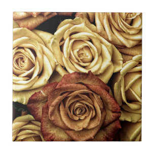 Azulejo De Cerâmica Rosa amarelo e vermelho