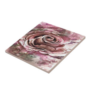 Azulejo De Cerâmica Rosa artístico queimado de Coral e Mist do Desert