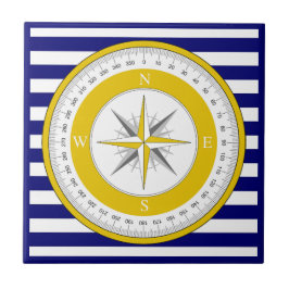 Azulejo De Cerâmica Rosa Azul-Compass Amarelo e Stripe Branca