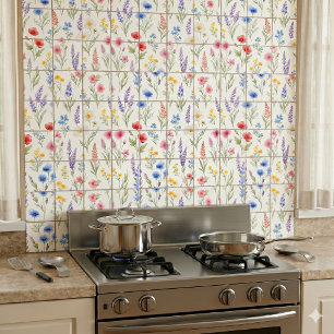 Azulejo De Cerâmica Rosa Azul Salmão Lavanda Pastel Flor Silvestre