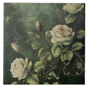 Azulejo De Cerâmica Rosa Bege Verde Escuro