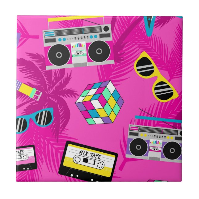 Azulejo De Cerâmica Rosa bonito 80s (Frente)