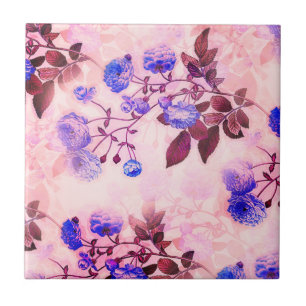Azulejo De Cerâmica Rosa bonito com Impressão Floral Puro