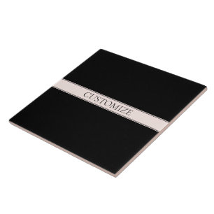 Azulejo De Cerâmica Rosa claro Blush Stripe e Texto Editável Elegante