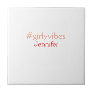 Azulejo De Cerâmica Rosa claro de hashtag Bossbabe adiciona nome e che