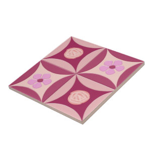Azulejo De Cerâmica Rosa da LuaStone e Flor de Cereja na Porta