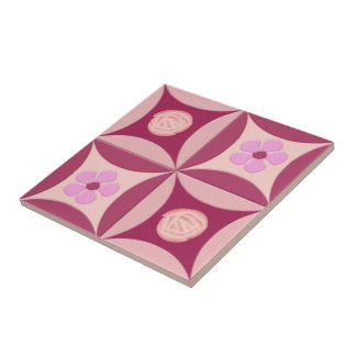 Azulejo De Cerâmica Rosa da LuaStone e Flor de Cereja na Porta