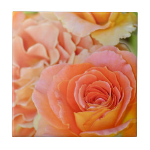 Azulejo De Cerâmica Rosa de chá híbrido laranja
