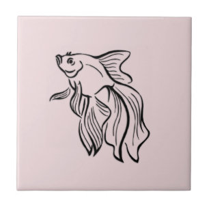 Azulejo De Cerâmica Rosa de combate Siamese dos peixes