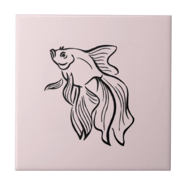 Azulejo De Cerâmica Rosa de combate Siamese dos peixes (Frente)