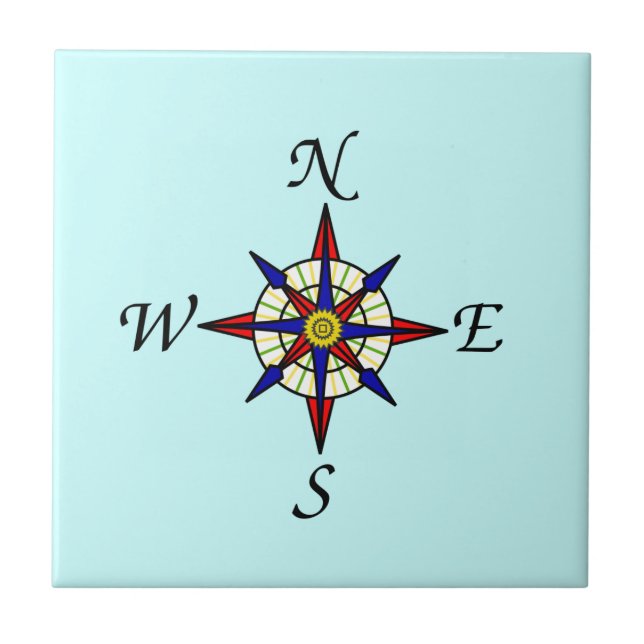 Azulejo De Cerâmica Rosa de Compass Aqua (Frente)