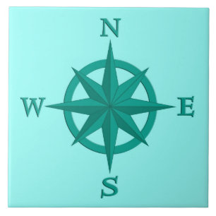 Azulejo De Cerâmica rosa de compasso 8-Point, turquesa e Aqua