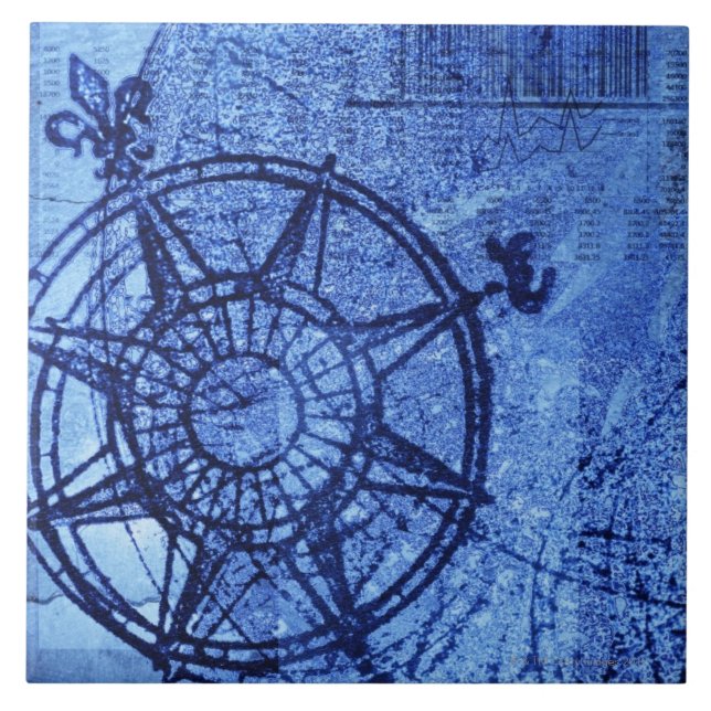 Azulejo De Cerâmica Rosa de compasso antigo (Frente)