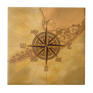 Azulejo De Cerâmica Rosa de compasso antigo do estilo