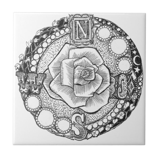 Azulejo De Cerâmica Rosa de compasso do Victorian (Frente)