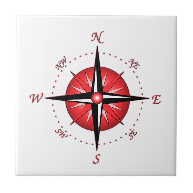 Azulejo De Cerâmica Rosa de compasso vermelho (Frente)