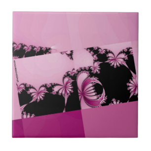 Azulejo De Cerâmica Rosa de Jardim Fractal
