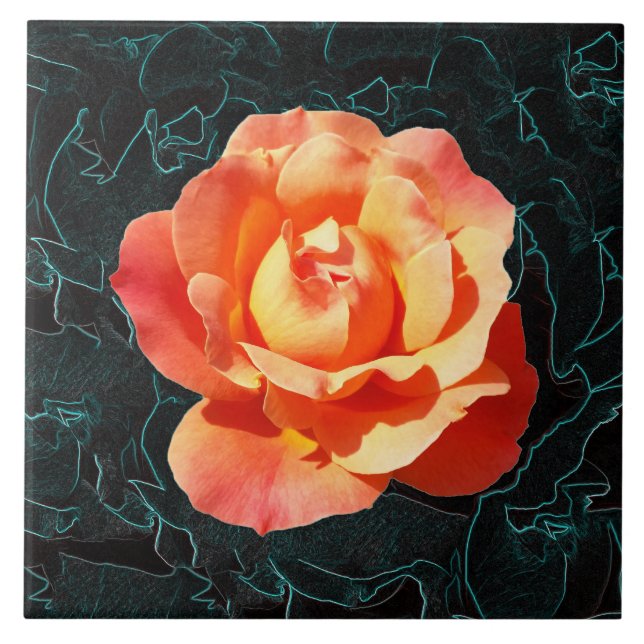 Azulejo De Cerâmica Rosa de laranja claro (Frente)