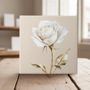 Azulejo De Cerâmica Rosa de marfim branco Elegante dourado
