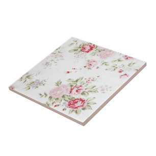 Azulejo De Cerâmica Rosa do chique floral