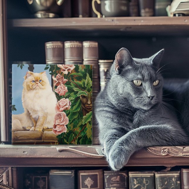 Azulejo De Cerâmica Rosa do Gato Persa (Criador carregado)