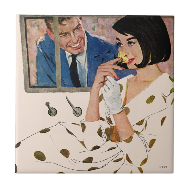 Azulejo De Cerâmica Rosa do Ouro (Frente)