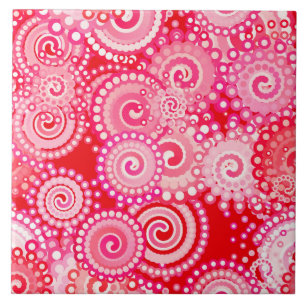 Azulejo De Cerâmica Rosa do teste padrão do redemoinho do Fractal, o